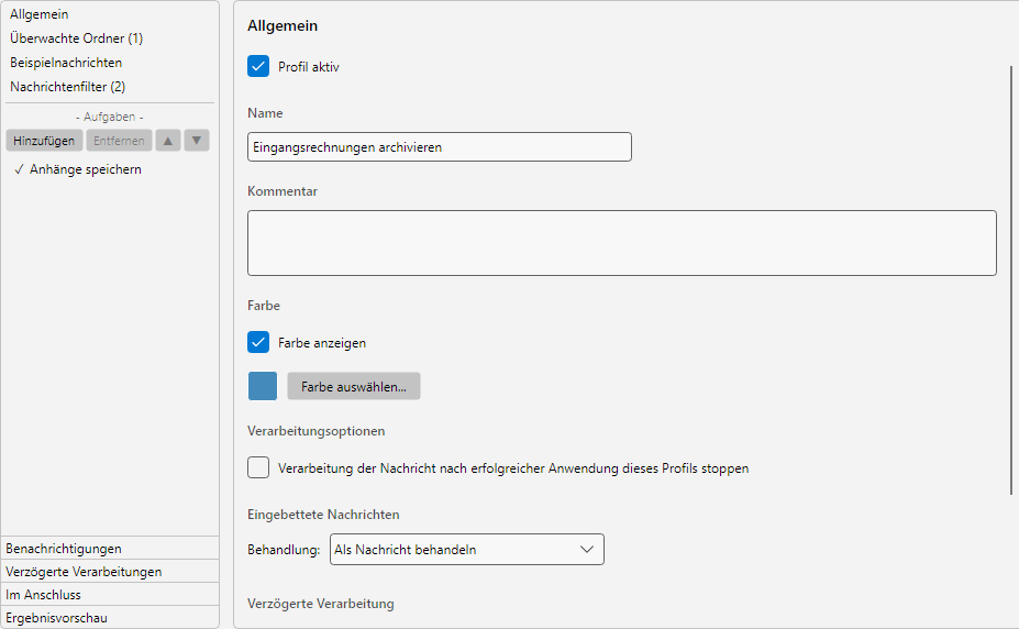 Profileinstellungen - Allgemein