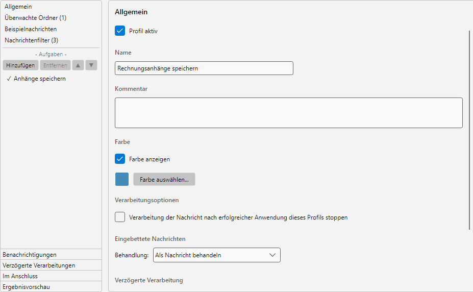 Profileinstellungen - Allgemein