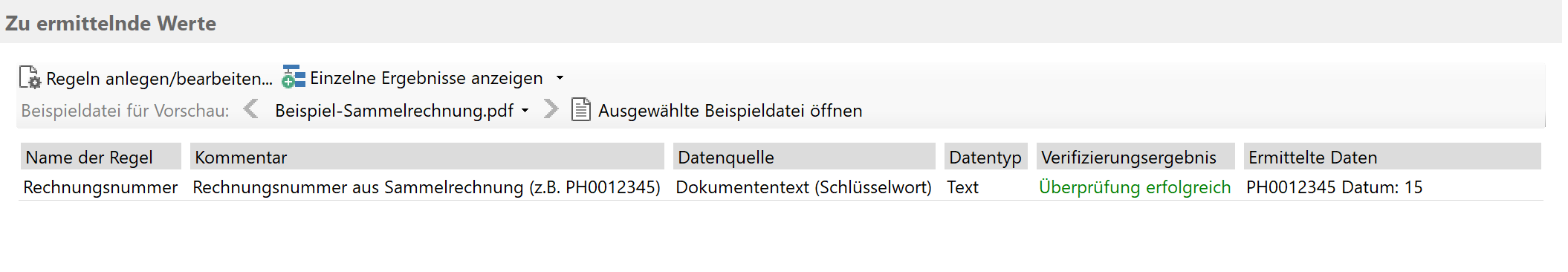 Extrahierungsregel für Rechnungsnummer