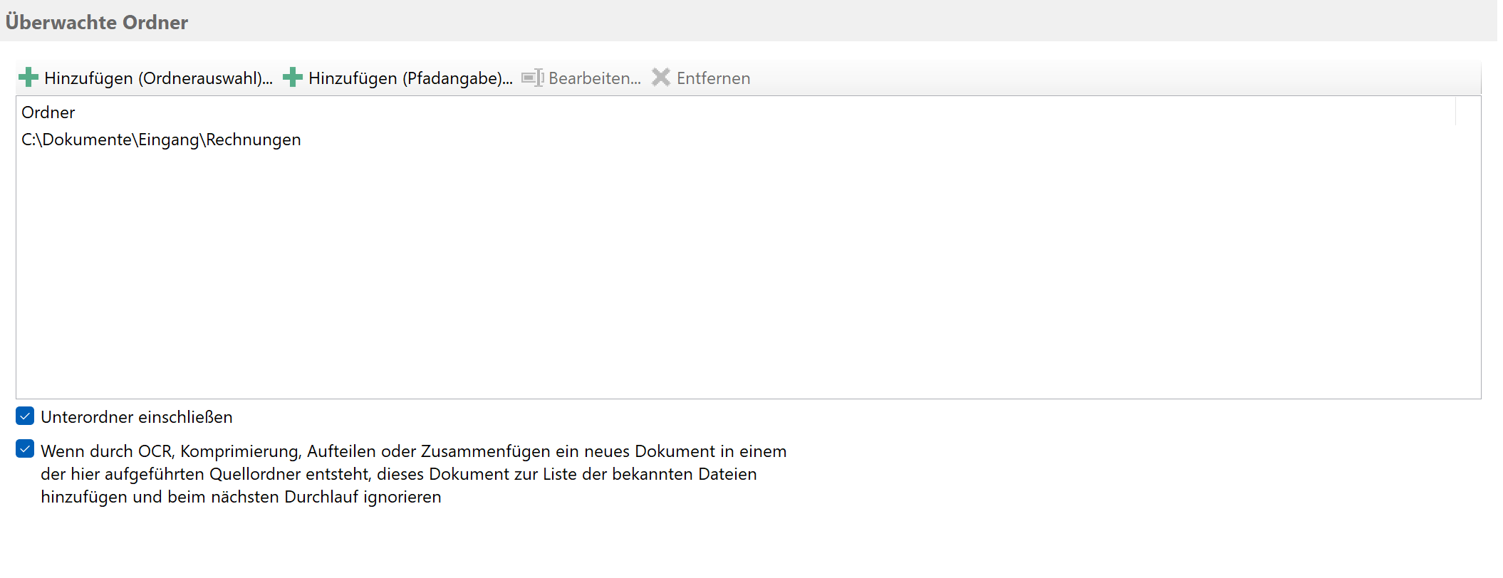 Überwachten Ordner festlegen
