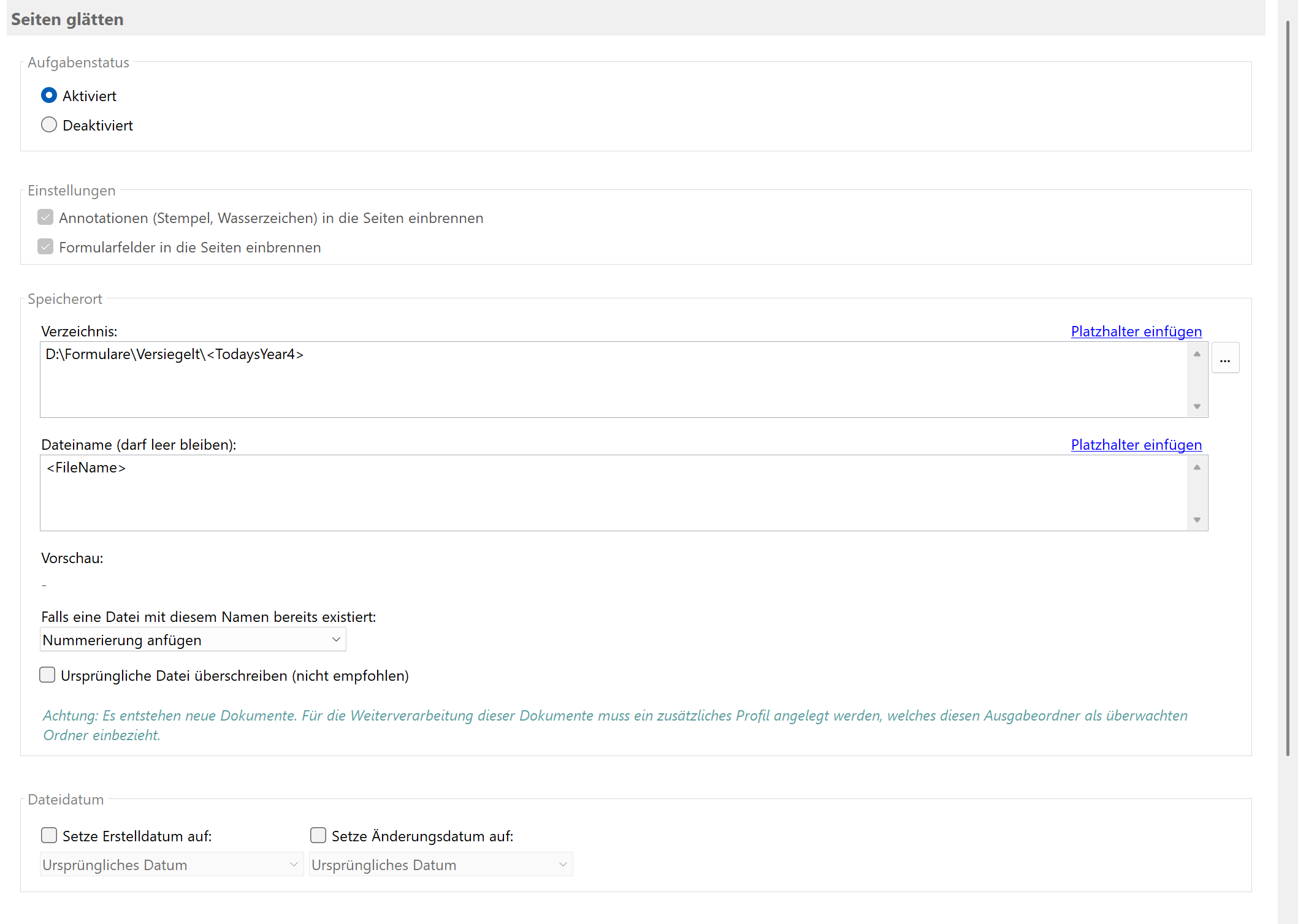 Aufgabe Seiten glätten