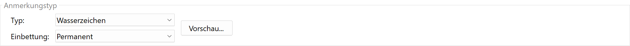 Einbettungsmodus wählen