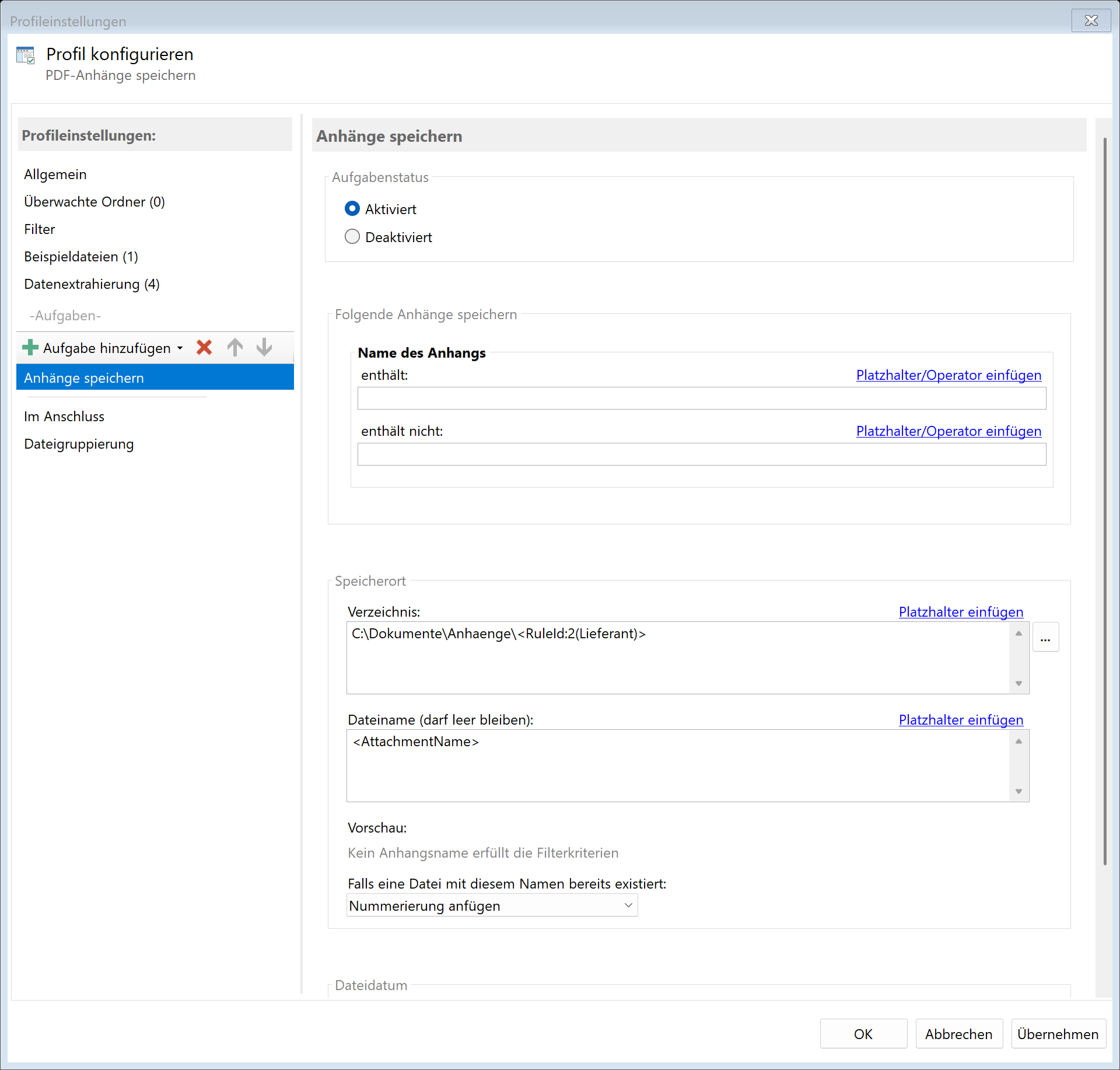 Aufgabe: Anhänge speichern