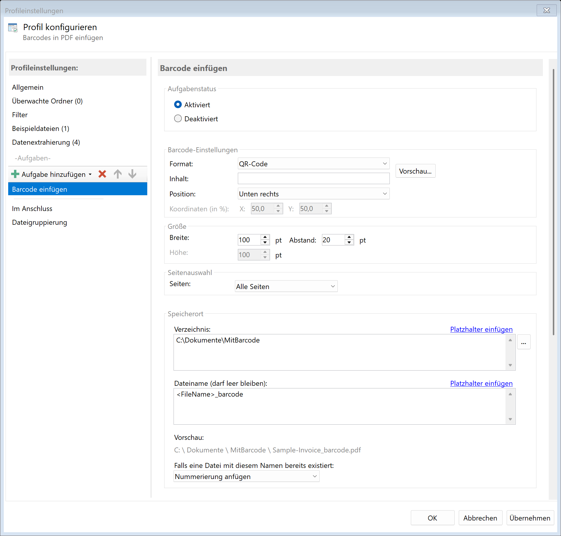 Aufgabe: Barcode einfügen