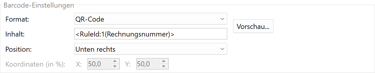 Barcode-Einstellungen