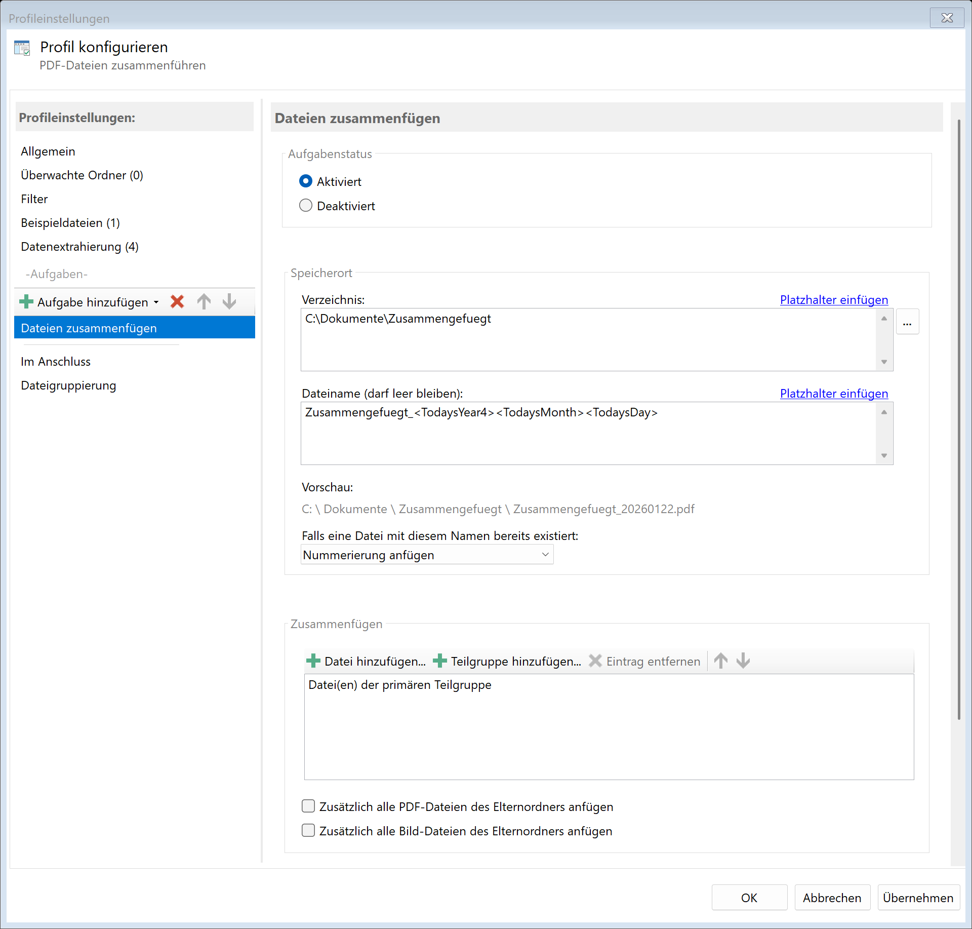 Aufgabe: PDFs zusammenführen