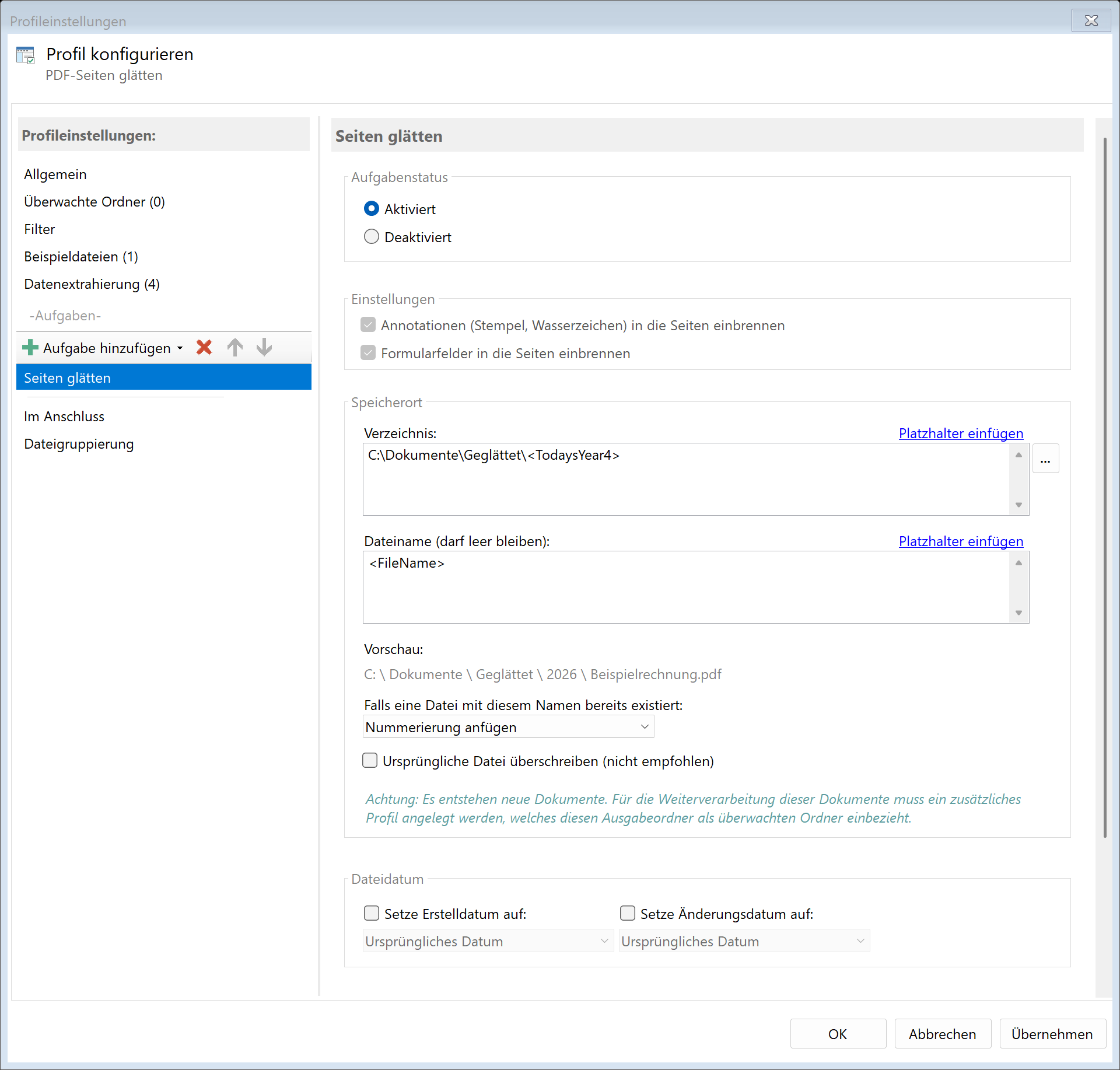 Aufgabe: Seiten glätten