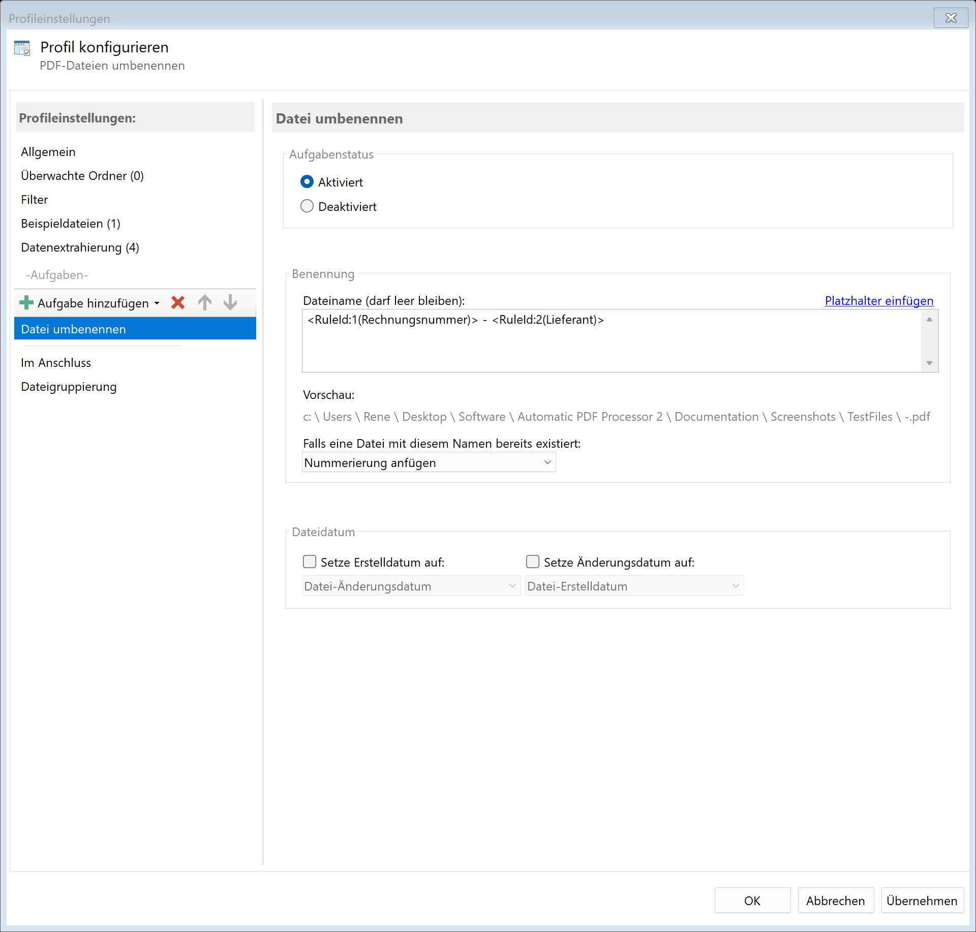 Aufgabe: Datei umbenennen