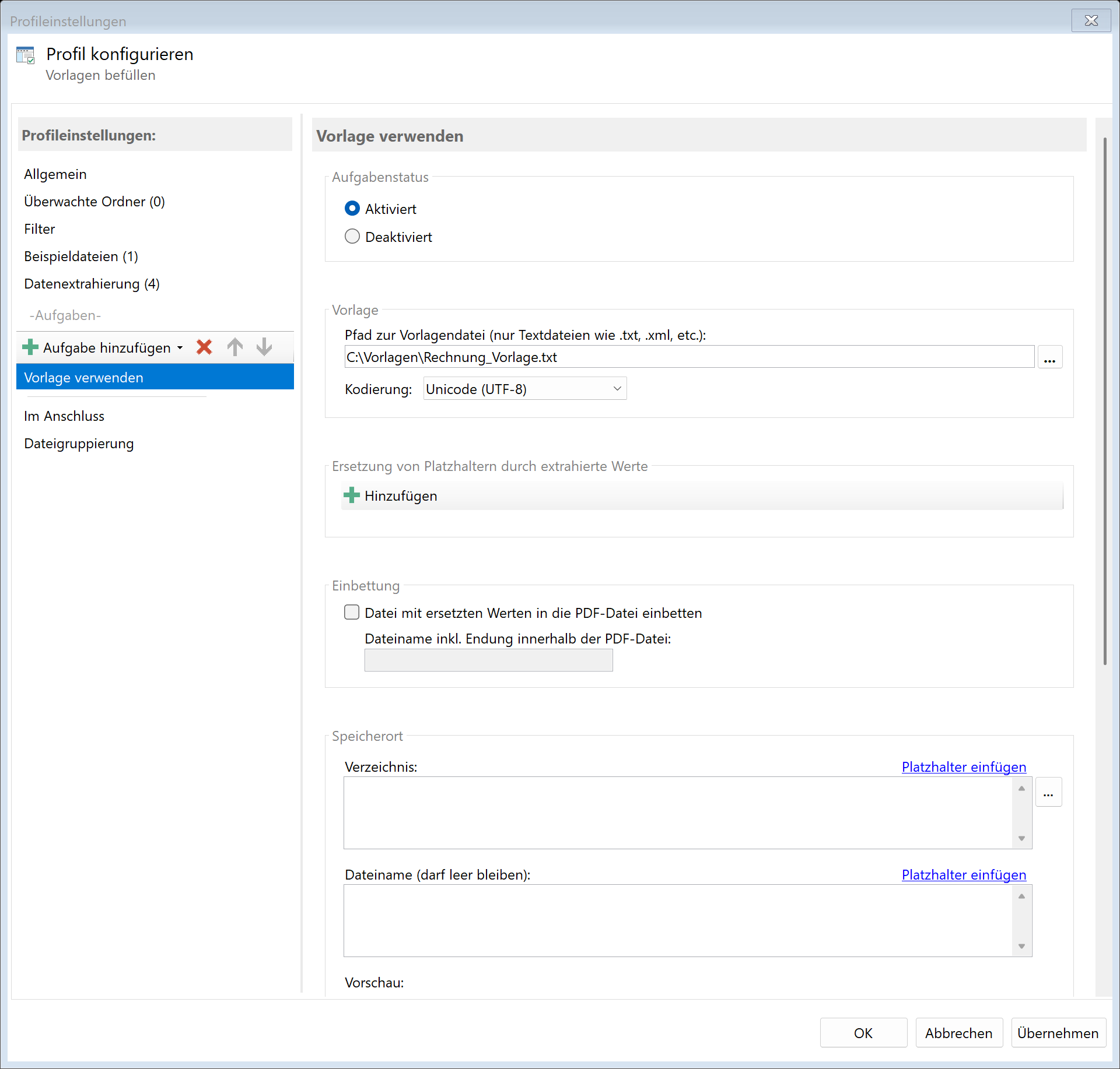 Aufgabe: Vorlage verwenden