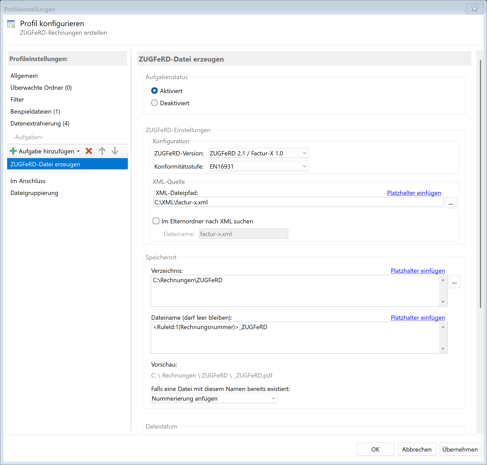 Aufgabe: ZUGFeRD erstellen